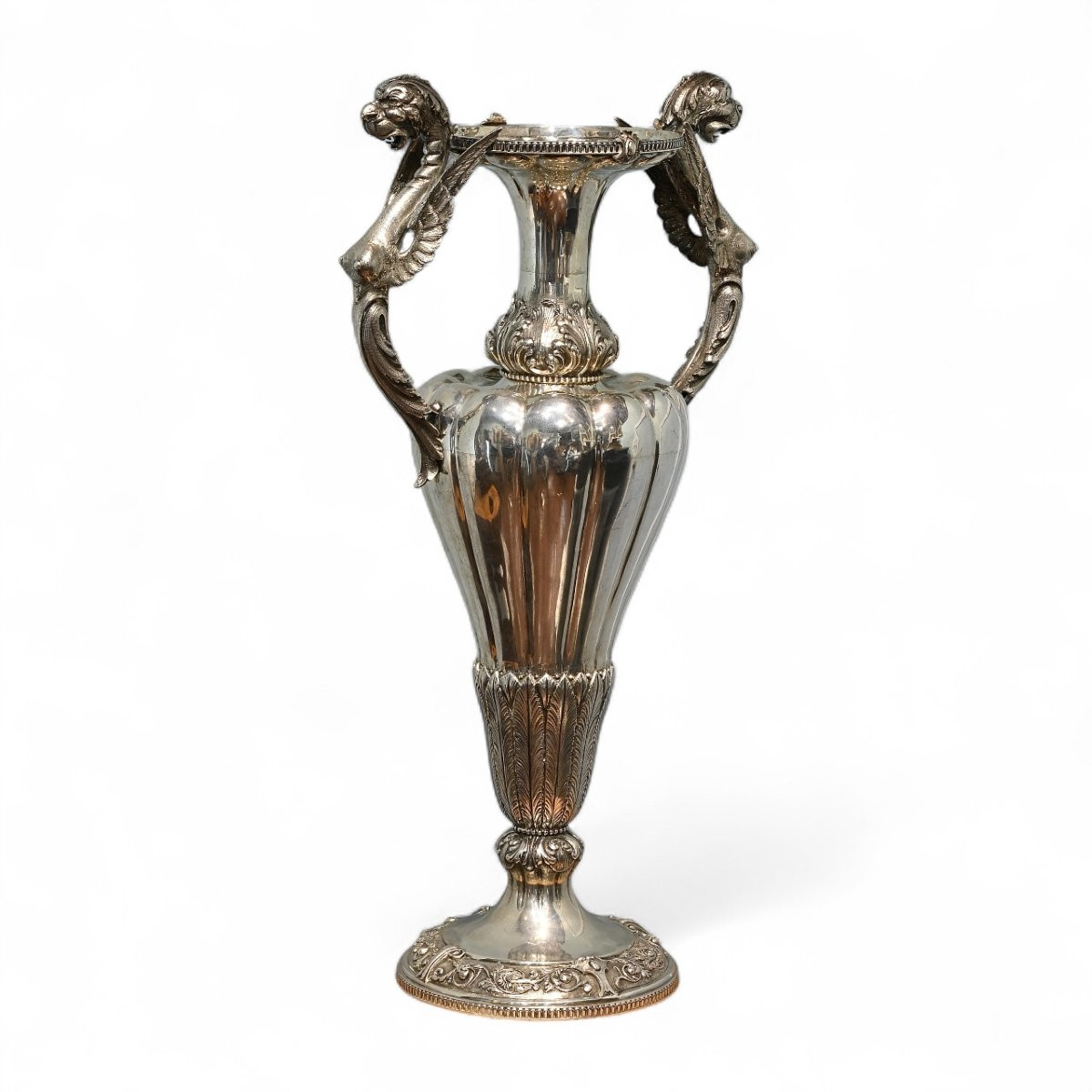 Neo-renaissance Vase In 800 Silver - Italy, Early 20th Century-photo-3